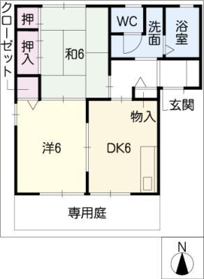 ソレイユD・E・F(2DK/1階)の間取り写真