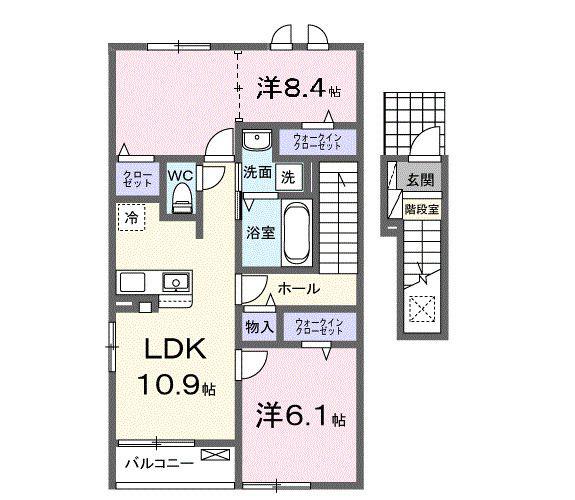 ハイツ大和(2LDK/2階)の間取り写真