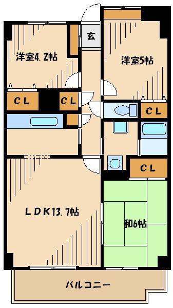グレース代官3(3LDK/4階)の間取り写真
