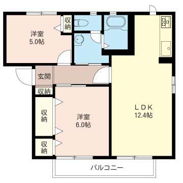 タウンコートA(2LDK/1階)の間取り写真