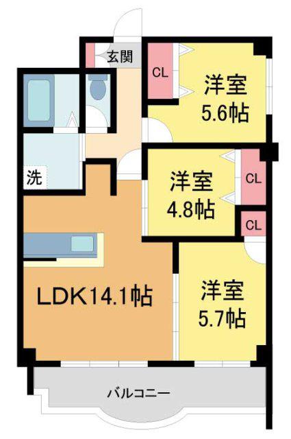 メゾン鳥居坂(3LDK/2階)の間取り写真