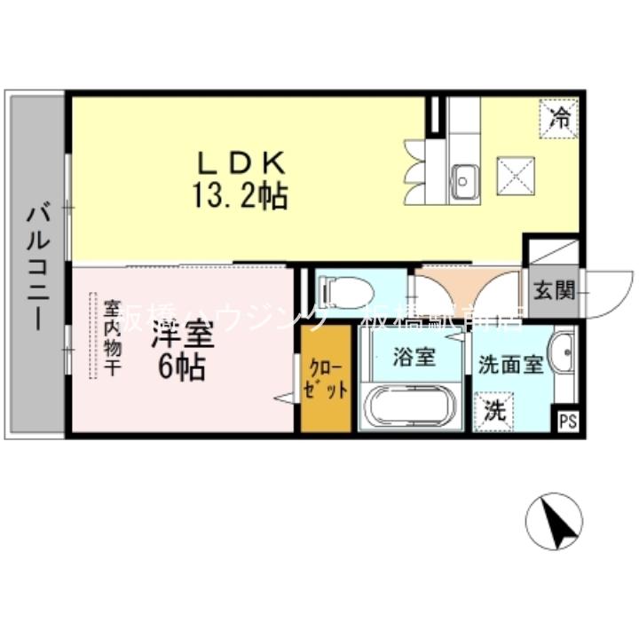 LA EST(1LDK/1階)の間取り写真