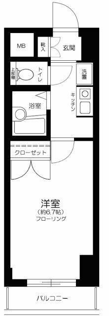 メインステージ西麻布(1K/7階)の間取り写真