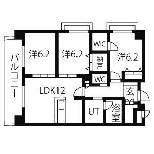 グランヴェル西山2号館(3LDK/3階)の間取り写真