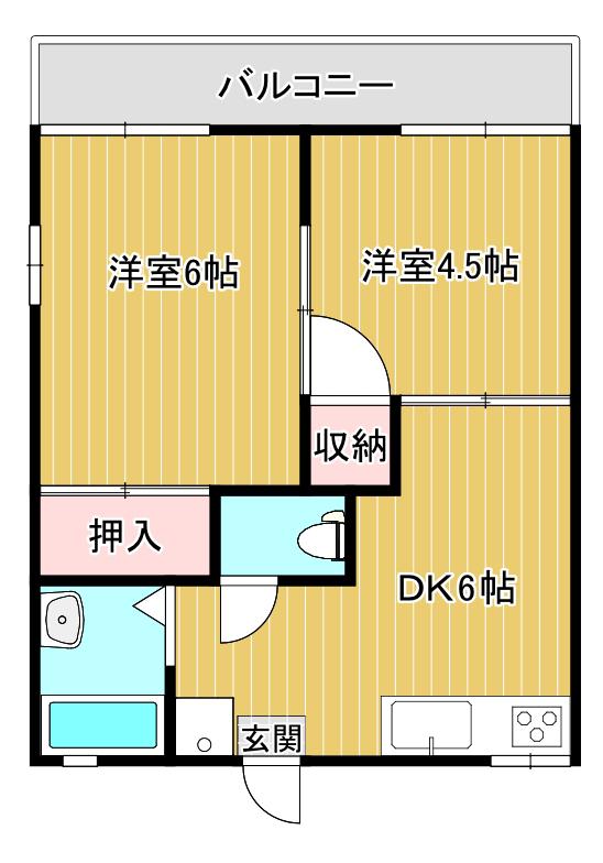 ガルダI(2DK/2階)の間取り写真