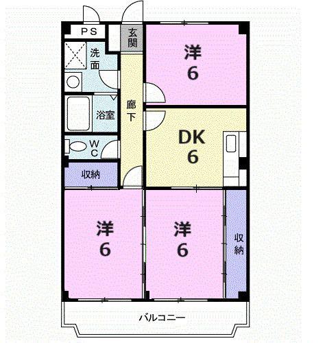 レジデンスNS(3DK/4階)の間取り写真