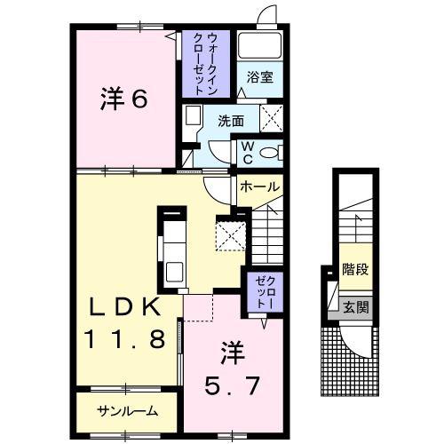 ベル メール(2LDK/2階)の間取り写真