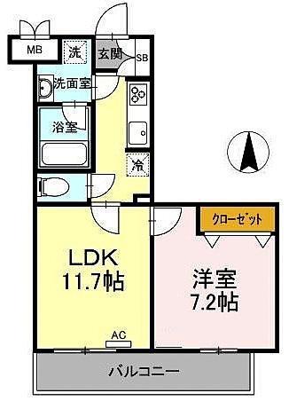 WHITE BIRCHI(1LDK/4階)の間取り写真