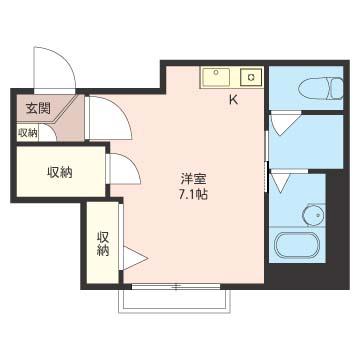 メイプルハウス(ワンルーム/2階)の間取り写真