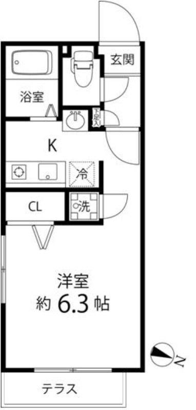 BRANCHE笹塚(ワンルーム/1階)の間取り写真