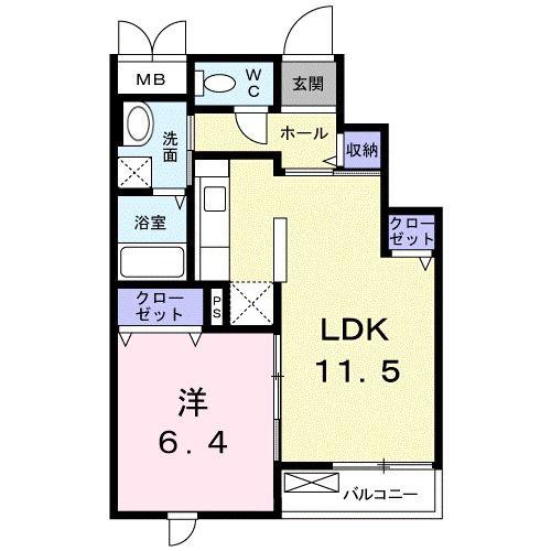 ジュネス(1LDK/3階)の間取り写真