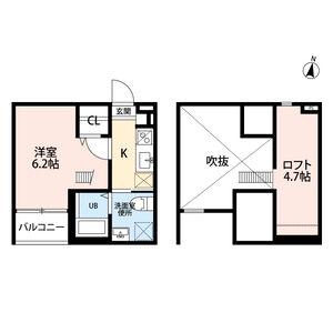 アクア吹上(1K/2階)の間取り写真