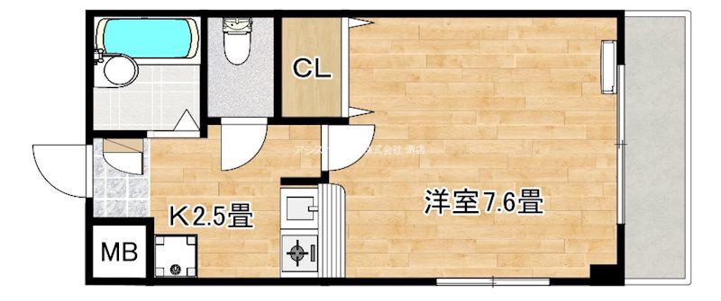 コルソカーサ(1K/3階)の間取り写真