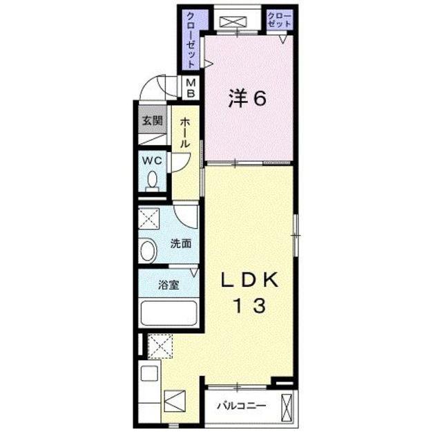 フェリステージ I(1LDK/1階)の間取り写真