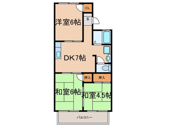 パセオ豊里A棟(3DK/1階)の間取り写真