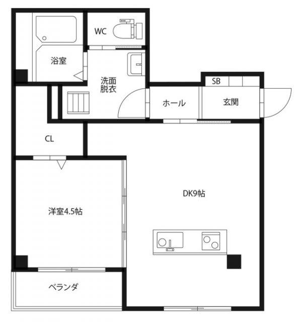 ピースコウセイ北佐古 B棟(1LDK/1階)の間取り写真