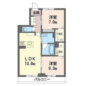 東武野田線 藤の牛島駅 徒歩8分 3階建 築4年(2LDK/1階)の間取り写真