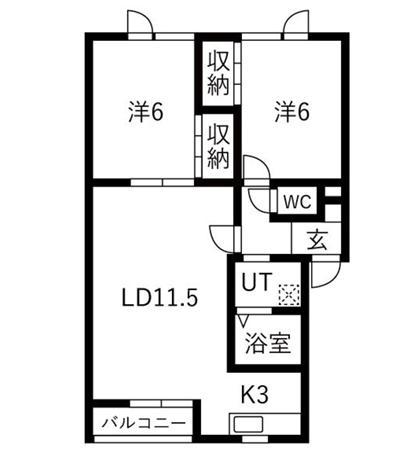 アイリス(2LDK/2階)の間取り写真