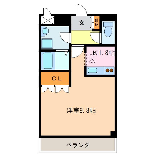 ミール株山(1K/1階)の間取り写真