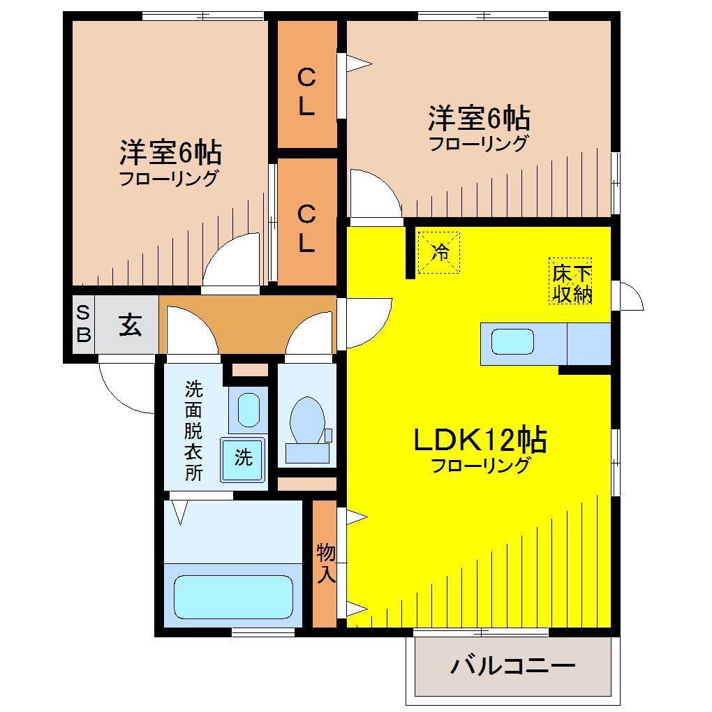 ソル・セレッソ(2LDK/1階)の間取り写真