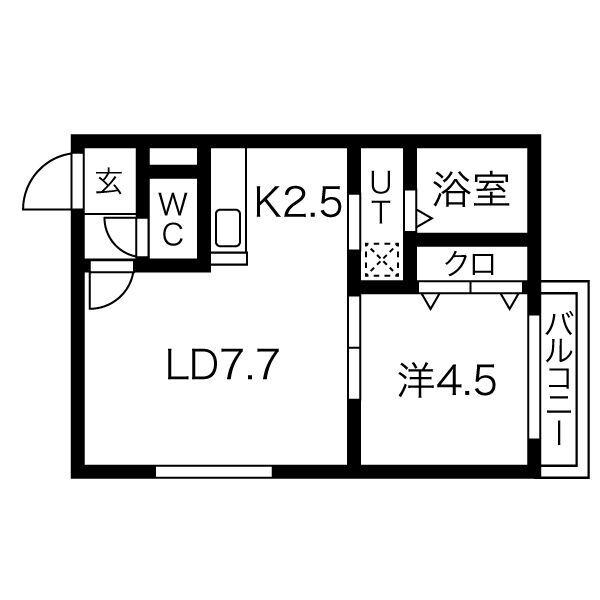 モンテヴェルディL.A(1LDK/3階)の間取り写真