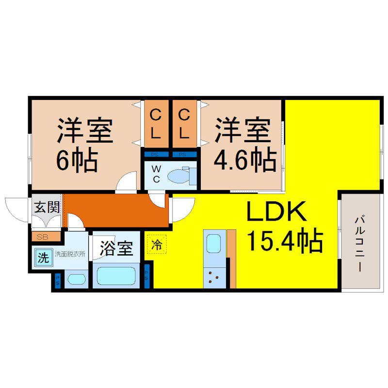 エクスリブリス(2LDK/1階)の間取り写真