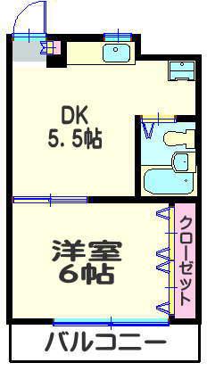 ウエストコーポラス(1DK/1階)の間取り写真