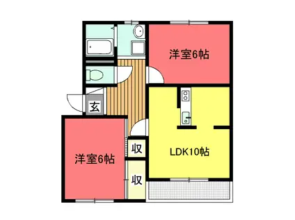 おれんじハウスB(2LDK/2階)の間取り写真