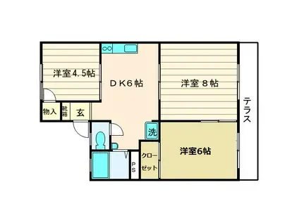 オーシャンハイツB(3DK/2階)の間取り写真