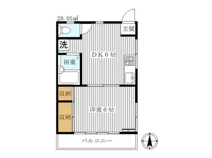 東武東上線 東武練馬駅 徒歩14分 2階建 築27年(1DK/2階)の間取り写真