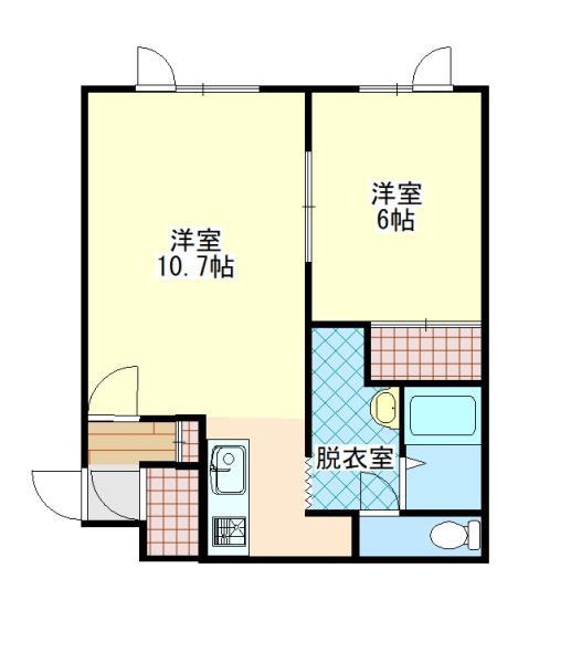 JR富良野線 旭川駅 徒歩25分 3階建 築25年(1LDK/2階)の間取り写真