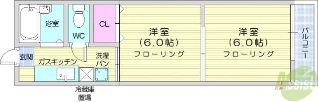サニーライフ国見ヶ丘(2K/1階)の間取り写真
