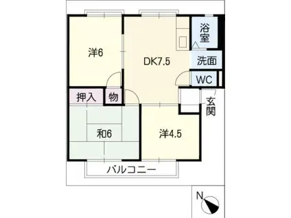 キャロットフジイ B棟(3DK/2階)の間取り写真