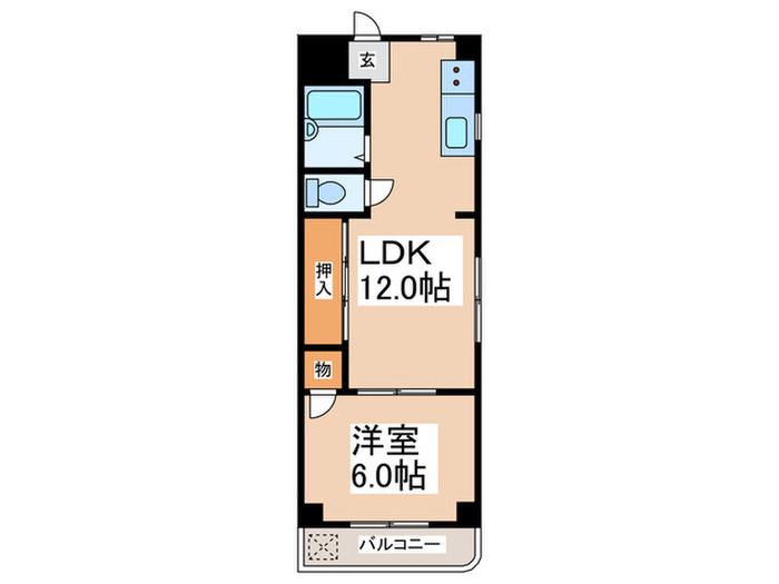 ゴールデンパレス(1LDK/4階)の間取り写真