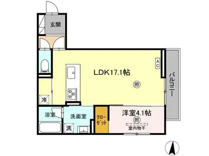 SOLANA(1LDK/2階)の間取り写真