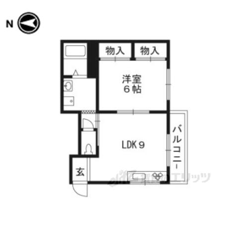 シャローム石田(1LDK/3階)の間取り写真