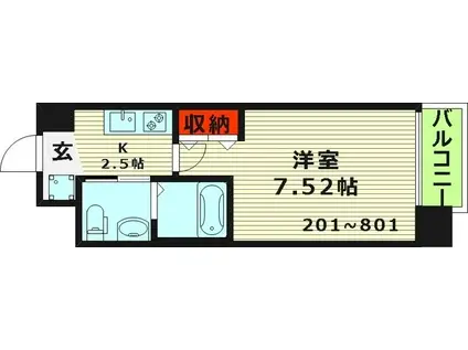 サムティ京橋FLUSS(1K/4階)の間取り写真