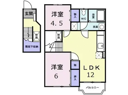 カサヴェルデ吉田(2LDK/2階)の間取り写真
