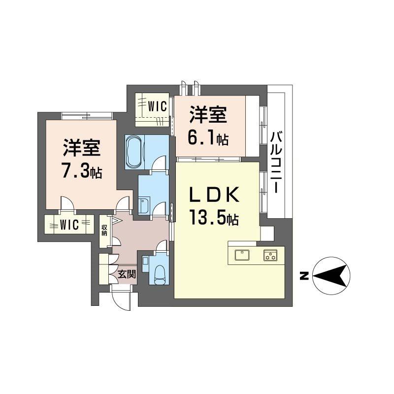 グランパーク阿佐ヶ谷(2LDK/3階)の間取り写真
