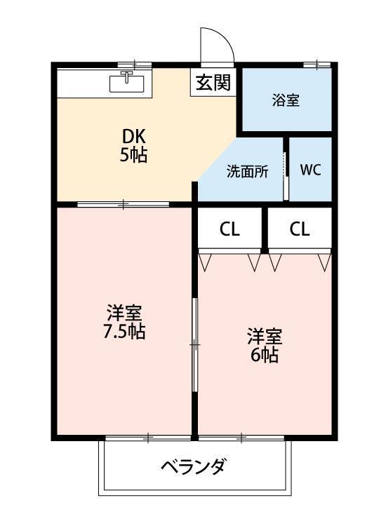 グランドステージ(2DK/2階)の間取り写真