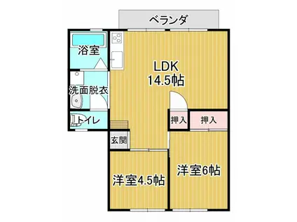 フローラルハイツA(3DK/1階)の間取り写真