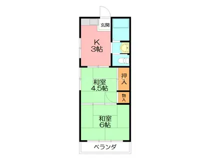 橘川コーポ(2DK/1階)の間取り写真