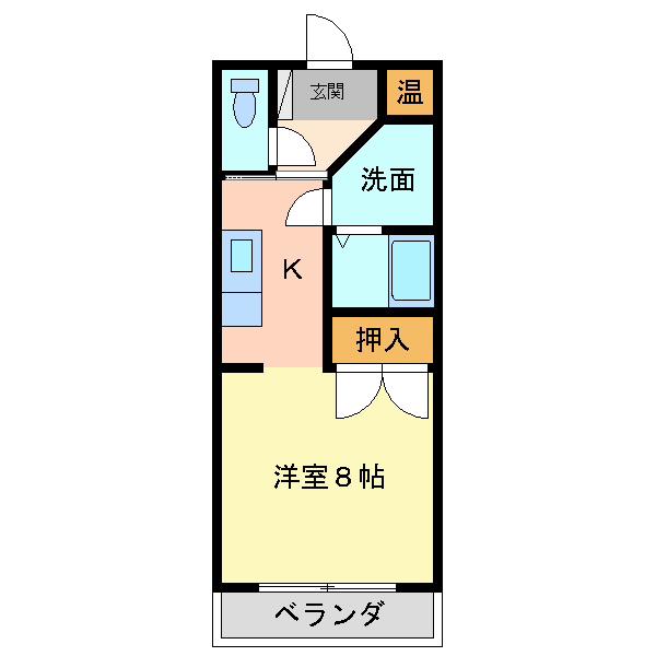 ルーブル(1K/2階)の間取り写真