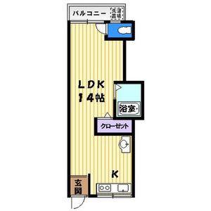 スズランハイツ(ワンルーム/2階)の間取り写真