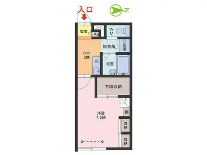 サン・ステージ日之出(1DK/1階)の間取り写真