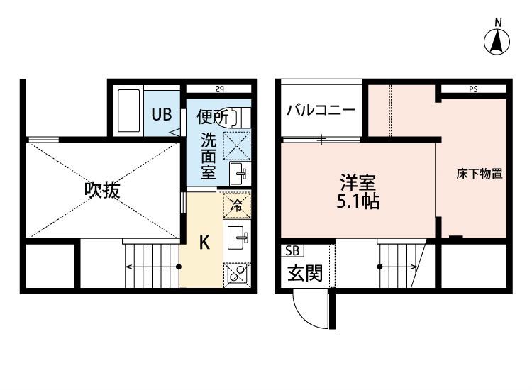 REFINED TASTE三吉(1SK/1階)の間取り写真