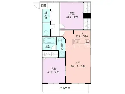 ホポロ美咲町(2LDK/7階)の間取り写真