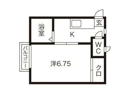 スノーホワイト B(1K/2階)の間取り写真