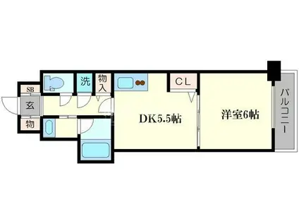 クリーデンス福島(1DK/10階)の間取り写真