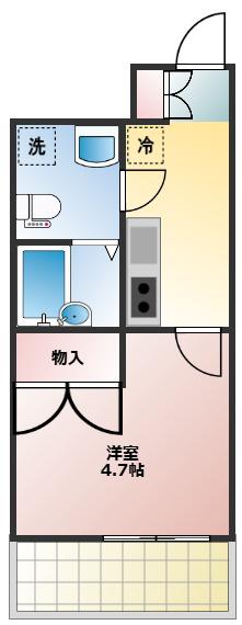 テイジン荻窪スカイレジテル(1K/4階)の間取り写真